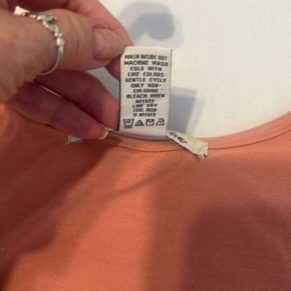 American Rag size small Embellished peach tank top with sheer beaded trim EUC - Picture 6 of 10